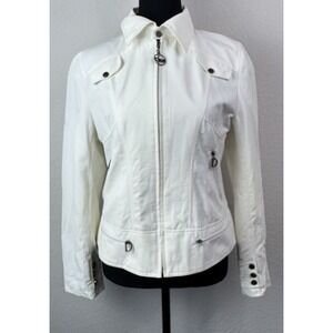 Christian Dior Women's Jacket L Off White Made in France Zip Up Designer Vintage